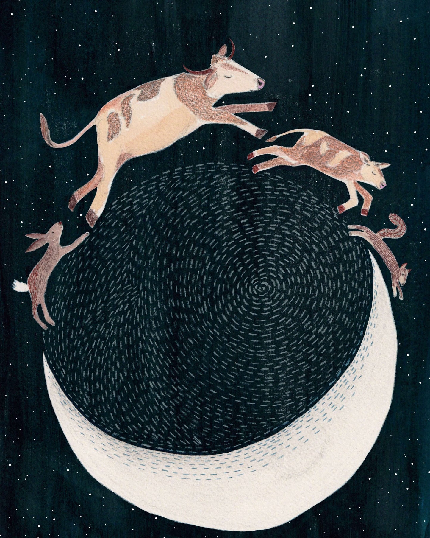 Cow Jumped Over the Moon Nursery Wall Art Sow & Tarry Studio