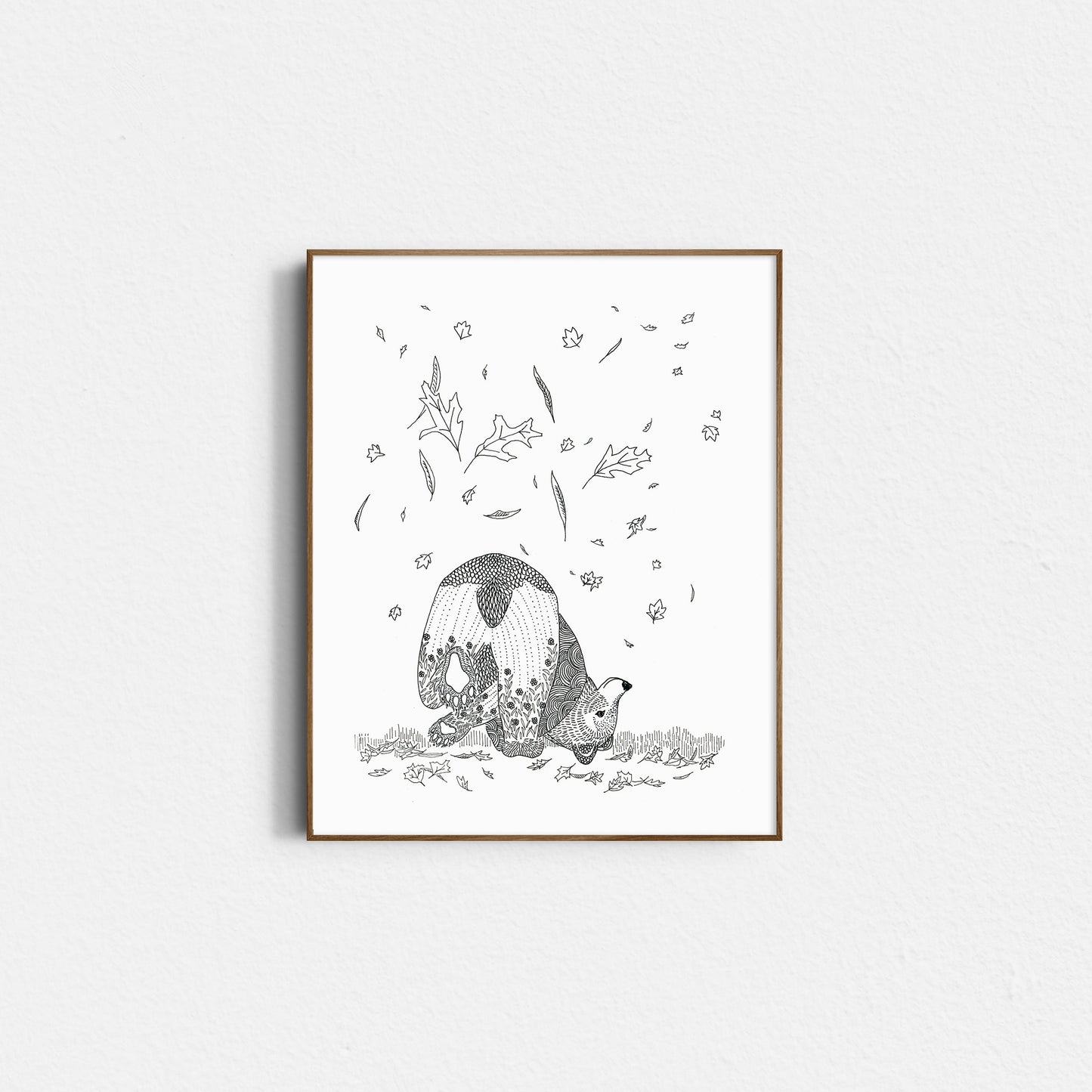 Autumn Bear Playing in the Leaves Sow & Tarry Studio