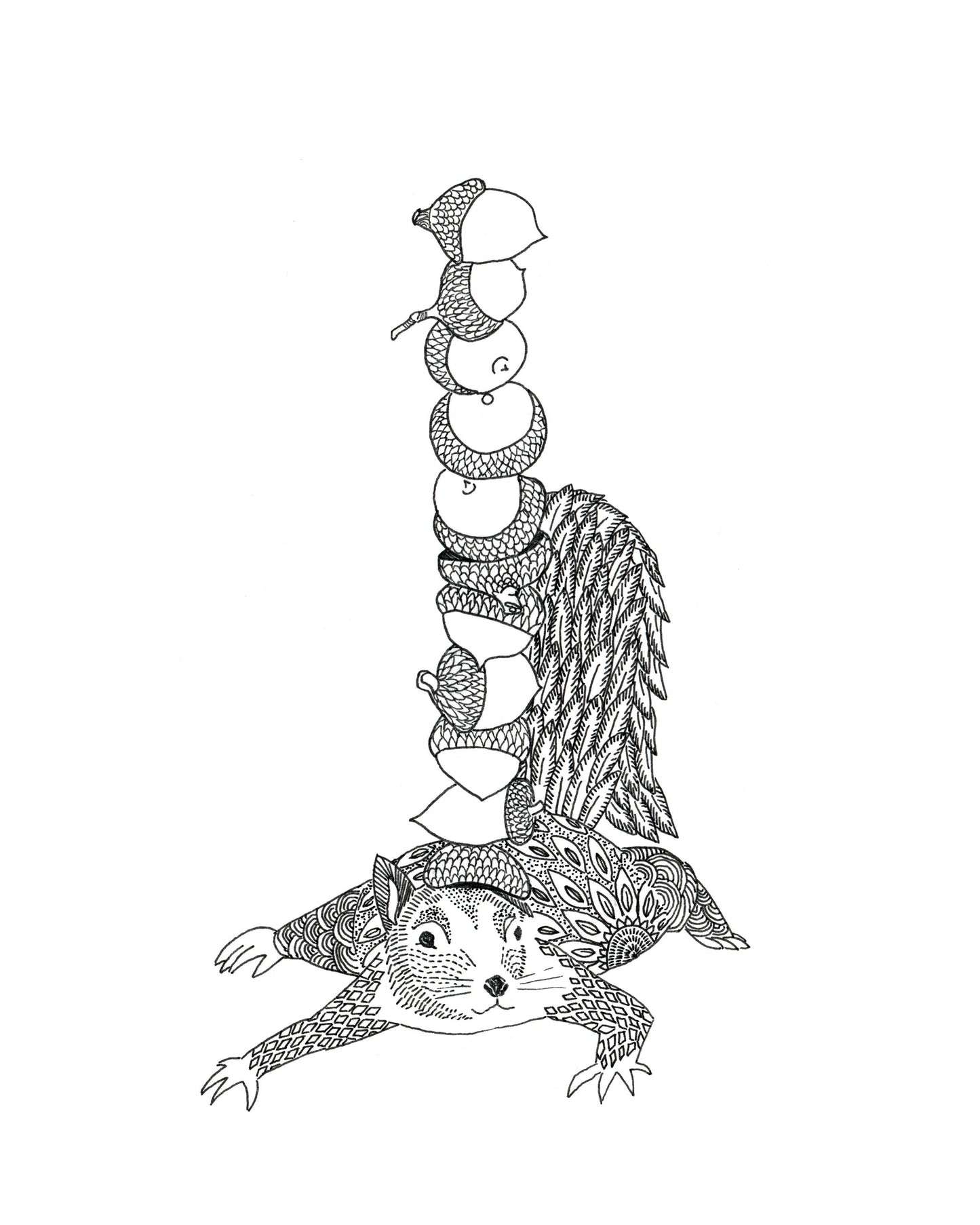 Squirrel Balancing His Acorns Sow & Tarry Studio