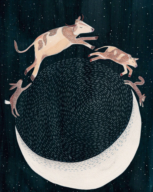 Cow Jumped Over the Moon Nursery Wall Art Sow & Tarry Studio