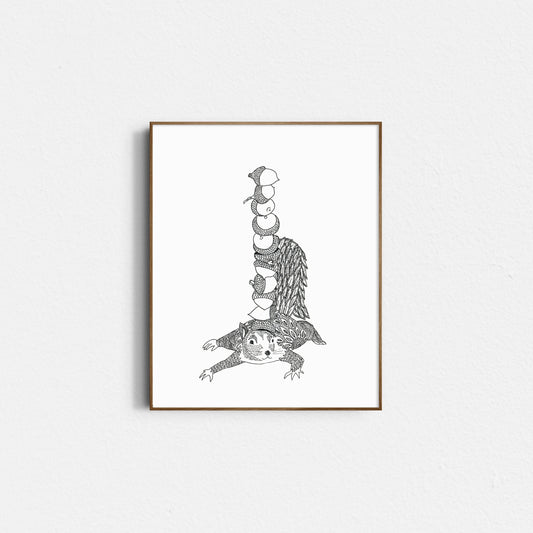 Squirrel Balancing His Acorns Sow & Tarry Studio