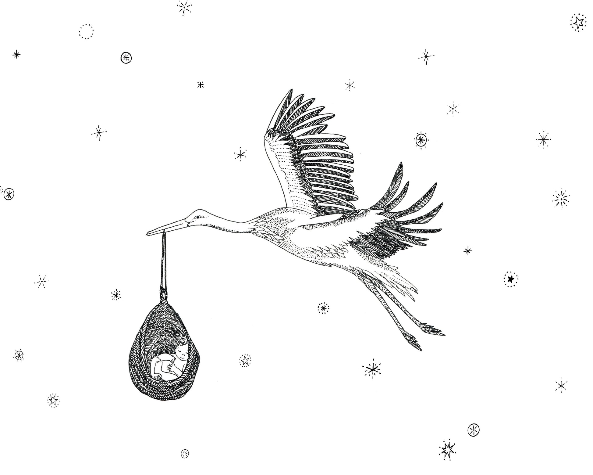 Stork Delivering a Bundle of Joy Sow & Tarry Studio